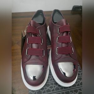 Men's Burgundy Loafers with Silver Accents